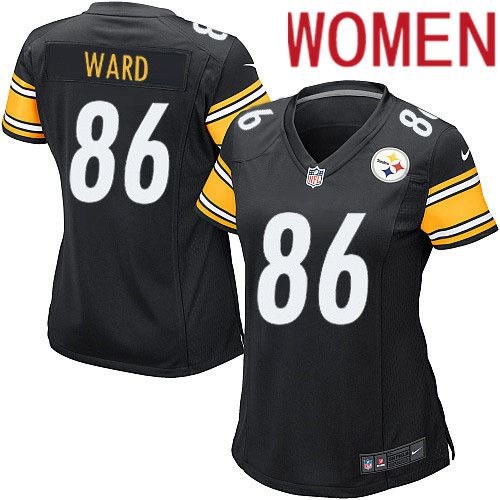 Women Pittsburgh Steelers 86 Hines Ward Nike Black Game NFL Jersey